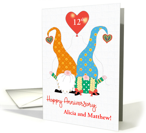 Custom Names and Year Wedding Anniversary with Cute Gnomes card