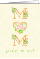 For Mom on Mother’s Day with Word Art Heart and Albertine Rosebuds card