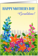 Custom Name Mother’s Day with Flower Garden in Sunshine card