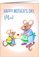 Fun Mother’s Day Greeting for Mom with Cute Mice and Cheesecake card