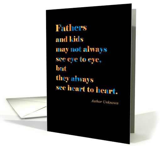 Father's Day Heart Warming Message in Colourful Letters on Black card