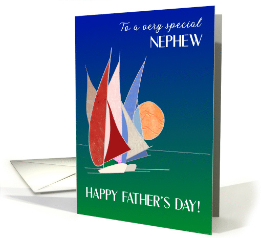 For Nephew on Father's Day with Sailboats at Sunset card (1769044)