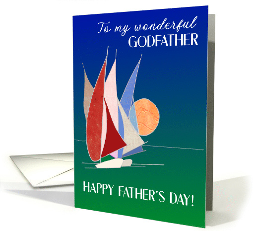 For Godfather on Father's Day with Sailboats at Sunset card (1769054)
