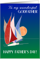 For Godfather on Father’s Day with Sailboats at Sunset card