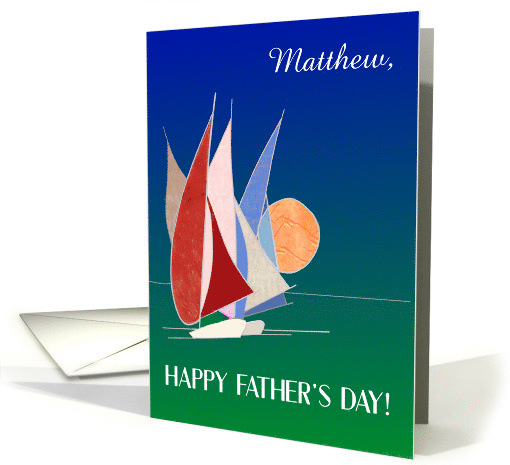 Custom Name Father's Day with Sailboats at Sunset card (1769068)