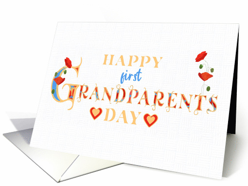 First Grandparents Day with Red Poppies and Hearts card (1774598)