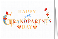 First Grandparents Day with Red Poppies and Hearts card