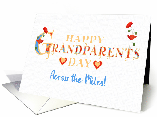 Grandparents Day Across the Miles with Red Poppies and Hearts card