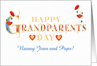 Custom Name Grandparents Day with Red Poppies and Hearts card