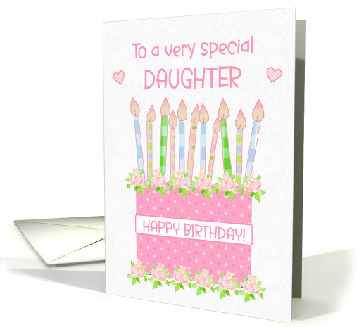 For Daughter Birthday Cake with Hearts and Roses card (1776576)