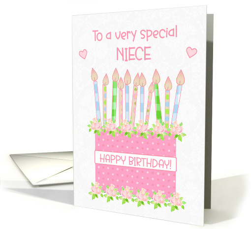 For Niece Birthday Cake with Hearts and Roses card (1776592)
