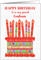 For Godson Custom Age Birthday Cake with Strawberries and Fruits card