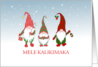 Christmas Greeting in Hawaiian with Fun Gnome Blank Inside card