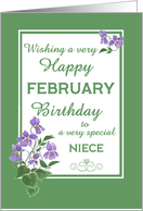 For Niece February Birthday with Watercolour Wood Violets card