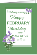 February Birthday From All of Us with Watercolour Wood Violets card