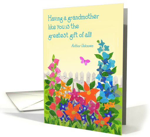 For Grandmother on Grandparents Day Flower Garden and Quote card