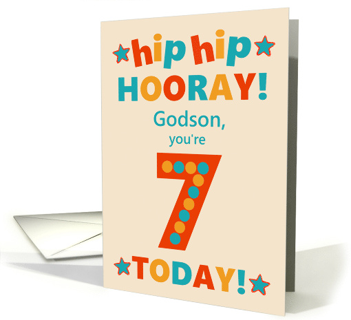 For Godson 7th Birthday Bright Colours Hip Hip Hooray card (1792132)