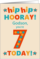 For Godson 7th Birthday Bright Colours Hip Hip Hooray card