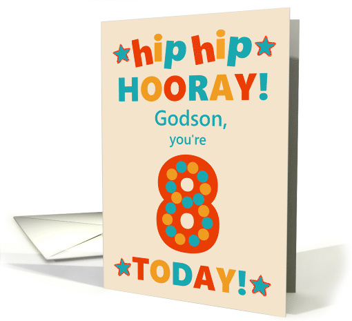 For Godson 8th Birthday Bright Colours Hip Hip Hooray card (1792146)