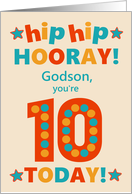 For Godson 10th Birthday Bright Colours Hip Hip Hooray card