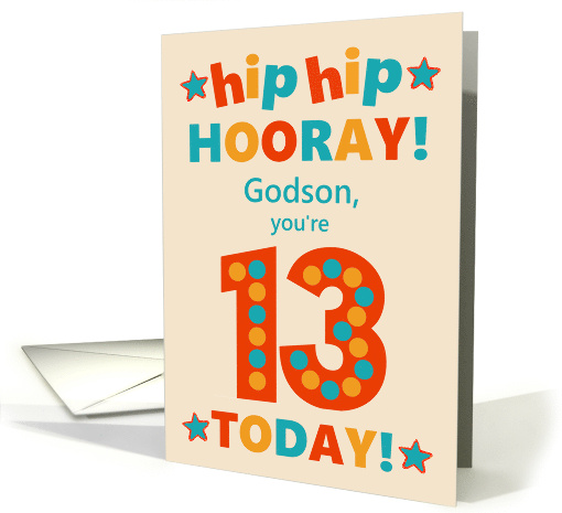 For Godson 13th Birthday Bright Colours Hip Hip Hooray card (1792738)