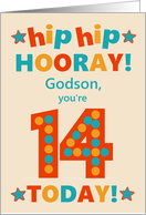 For Godson 14th Birthday Bright Colours Hip Hip Hooray card