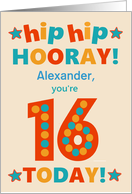 Custom Name 16th Birthday Bright Colours Hip Hip Hooray card