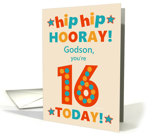 For Godson 16th Birthday Bright Colours Hip Hip Hooray card (1793238)