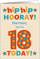 Custom Name 18th Birthday Bright Colours Hip Hip Hooray card