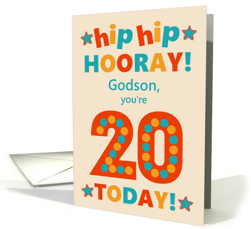 For Godson 20th Birthday Bright Colours Hip Hip Hooray card (1793380)
