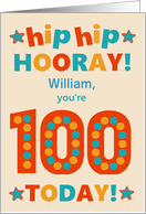Custom Name 100th Birthday Bright Colours Hip Hip Hooray card