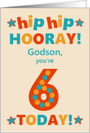 For Godson 6th Birthday Bright Colours Hip Hip Hooray card