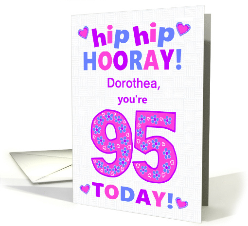 Custom Name 95th Birthday Hip Hip Hooray Pretty Hearts... (1797878)