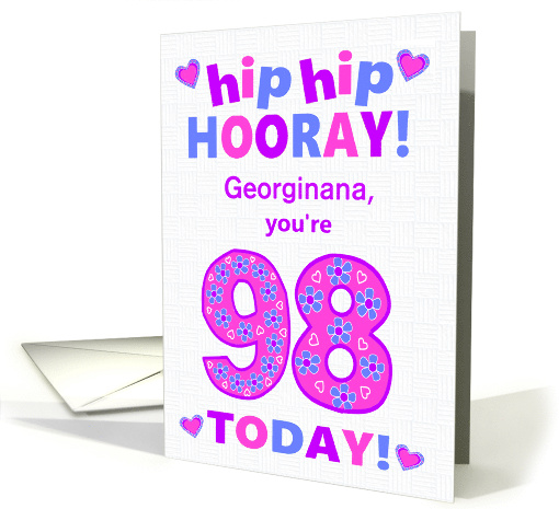 Custom Name 98th Birthday Hip Hip Hooray Pretty Hearts... (1797886)