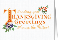 Thanksgiving Greetings Across the Miles Fall Berries Gold Colored Text card