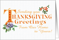 Thanksgiving From Our Home to Yours Fall Berries Gold Colored Text card