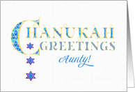 For Aunt Chanukah Greetings with Blue Stars of David and Word Art card