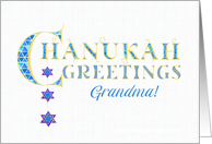 For Grandmother Chanukah Greetings with Stars of David and Word Art card