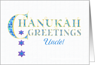 For Uncle Chanukah Greetings with Stars of David and Word Art card