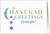 For Grandfather Chanukah Greetings with Stars of David and Word Art card