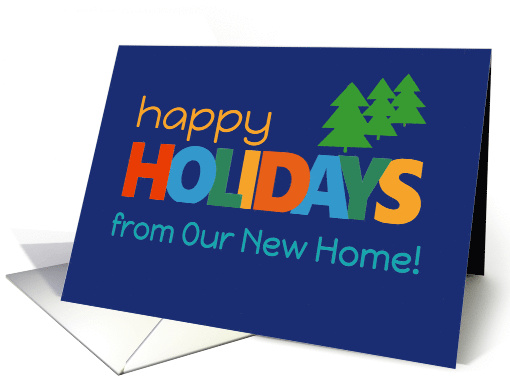 Happy Holidays From New Home Bright Retro text and... (1805374)