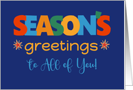 Season’s Greetings to All of You Bright Retro Text and Stars card