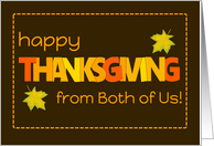 Thanksgiving from Both of Us with Word Art Fall Colours and Leaves card