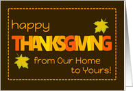 Thanksgiving From Our Home to Yours Word Art Fall Colours and Leaves card