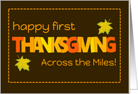 First Thanksgiving Across the Miles with Word Art Fall Colours Leaves card