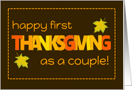 First Thanksgiving as a Couple with Word Art Fall Colours Leaves card