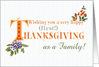First Thanksgiving as a Family with Fall Berries and Word Art card