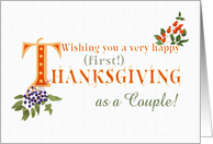 First Thanksgiving as a Couple with Fall Berries and Word Art card