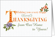 First Thanksgiving From Our Home to Yours Fall Berries and Word Art card