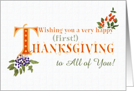 First Thanksgiving to All of You with Fall Berries and Word Art card